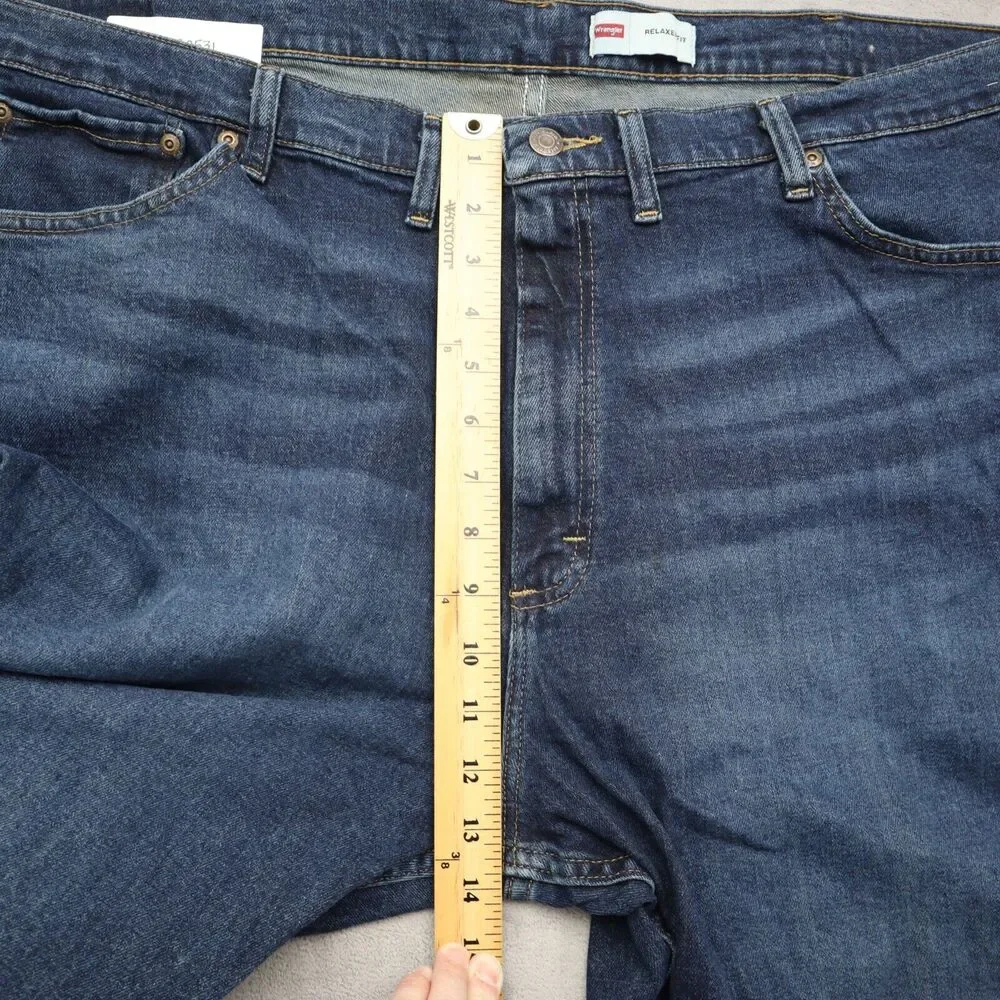 Wrangler Jeans Pants Mens 44x29 Blue High Waist Relaxed Fit Straight Cut Denim